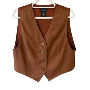 Vintage Leigh Morgan Brown Button Front Women's Vest Size L Retro Minimalist 90s